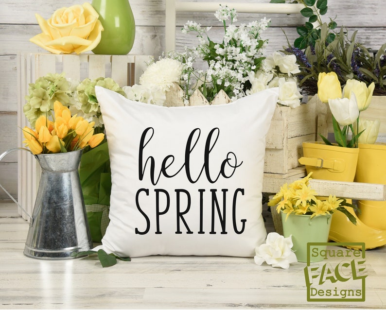 Spring Pillow Covershello Spring Pillow Hello Etsy