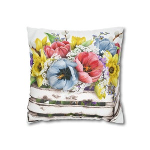 Spring pillow cover, Spring decor,Easter pillows,Spring Flowers,Farmhouse pillows,Cottage Pillows,Throw pillows,Pillow Covers, Floral Pillow