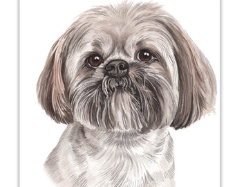 6 Lhasa Apso Puppy Dog Blank Art Note Greeting Cards