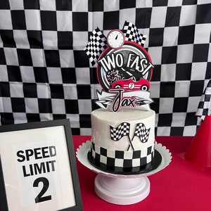 Race Car Birthday Cake Topper, Vintage Race Car Birthday, Two Fast Birthday, Fast One Birthday Cake Topper, Two Fast Party