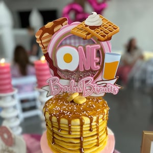 Breakfast Birthday Cake Topper, Brunch Cake Topper, Pancakes and Pajamas, Breakfast Party Decorations