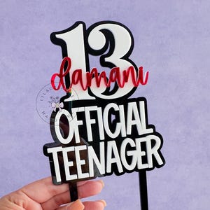 13th Birthday Cake Topper, Official Teenager Cake Topper, Teenager Cake Topper