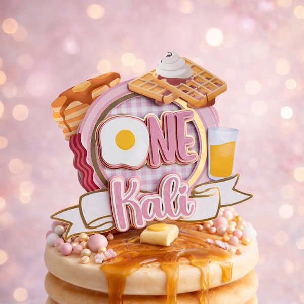 Pancakes & Pajamas Cake Topper: Breakfast Birthday Party Decor
