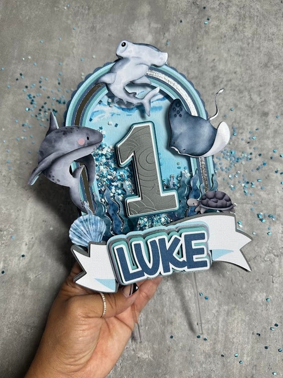 Shark 1st Birthday Cake Topper: Under the Sea Party Decor