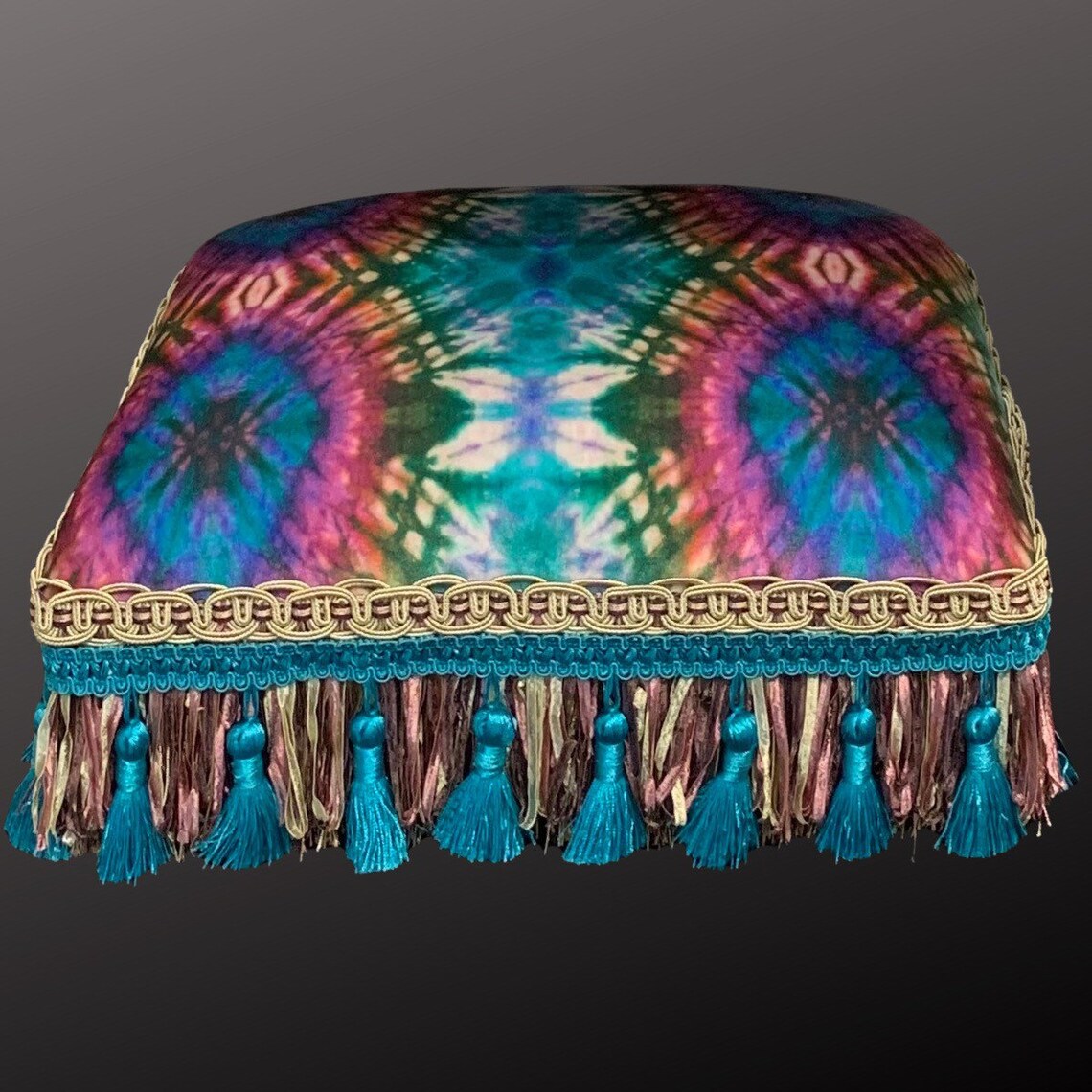 Vintage Velvet Tie Dye Chair Footstool & Lumbar Pillow Etsy