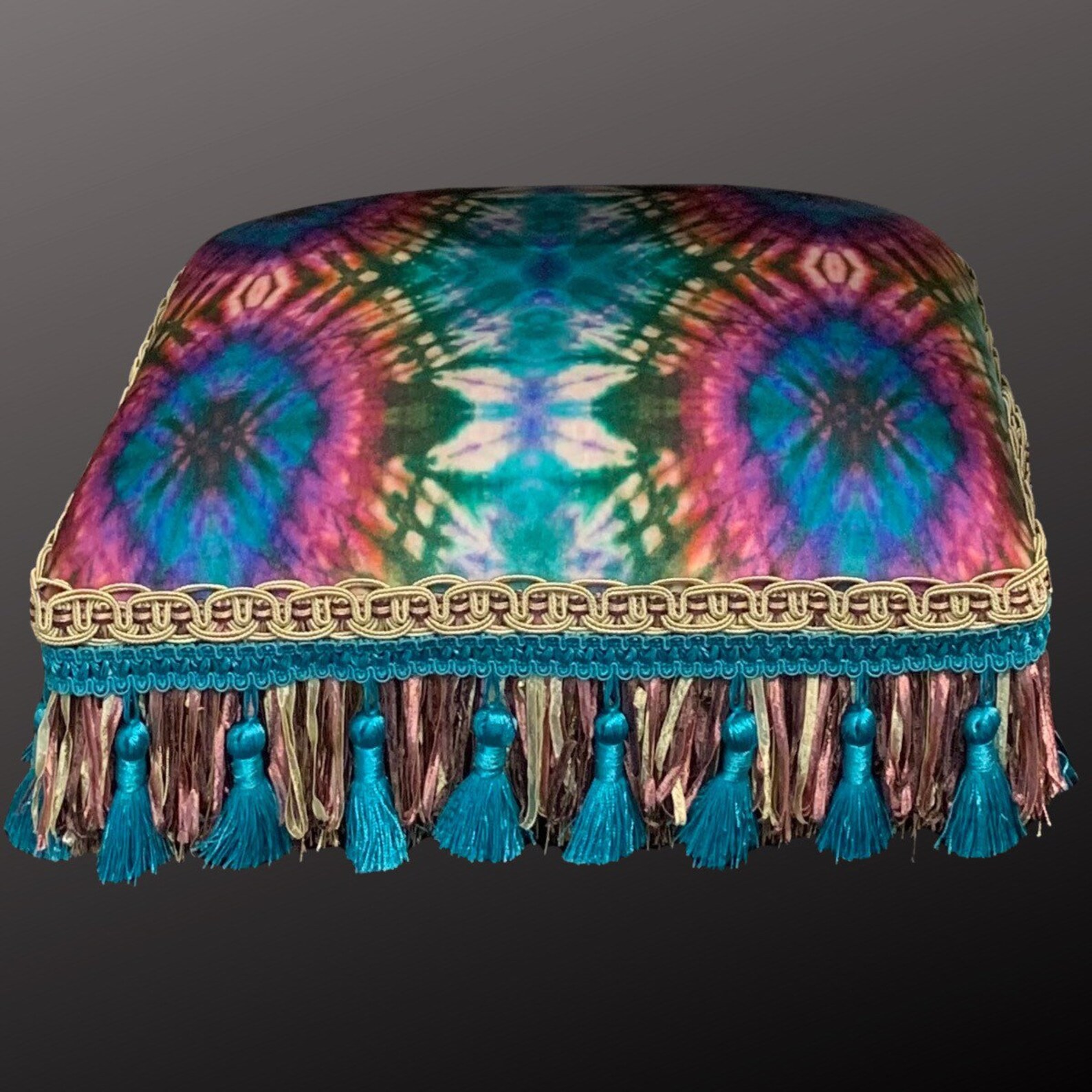 Vintage Velvet Tie Dye Chair Footstool & Lumbar Pillow Etsy