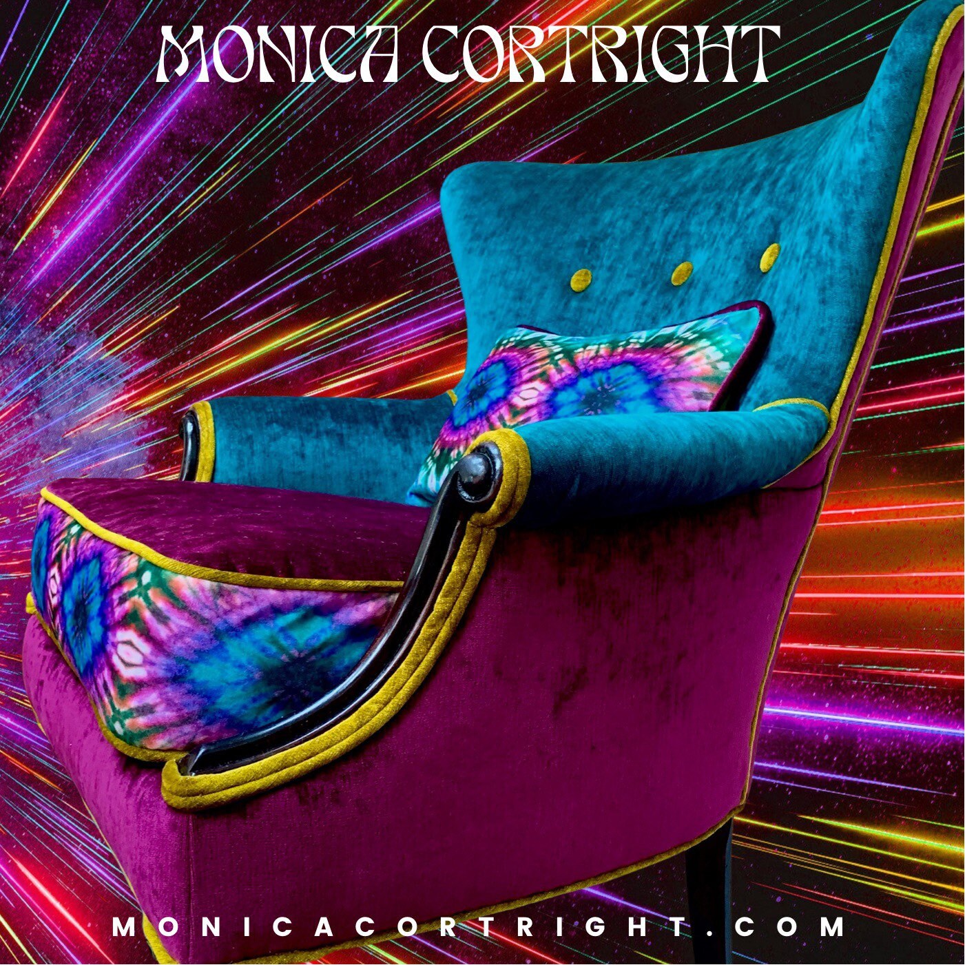 Vintage Velvet Tie Dye Chair Footstool & Lumbar Pillow Etsy