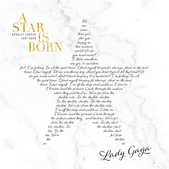 Lady Gaga Bradley Cooper A Star Is Born Song Lyric Print Etsy