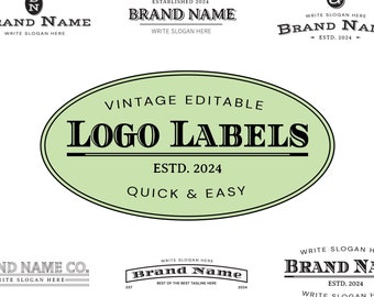 Vintage Logo Templates: Editable Vector Label Designs (Digital Files)