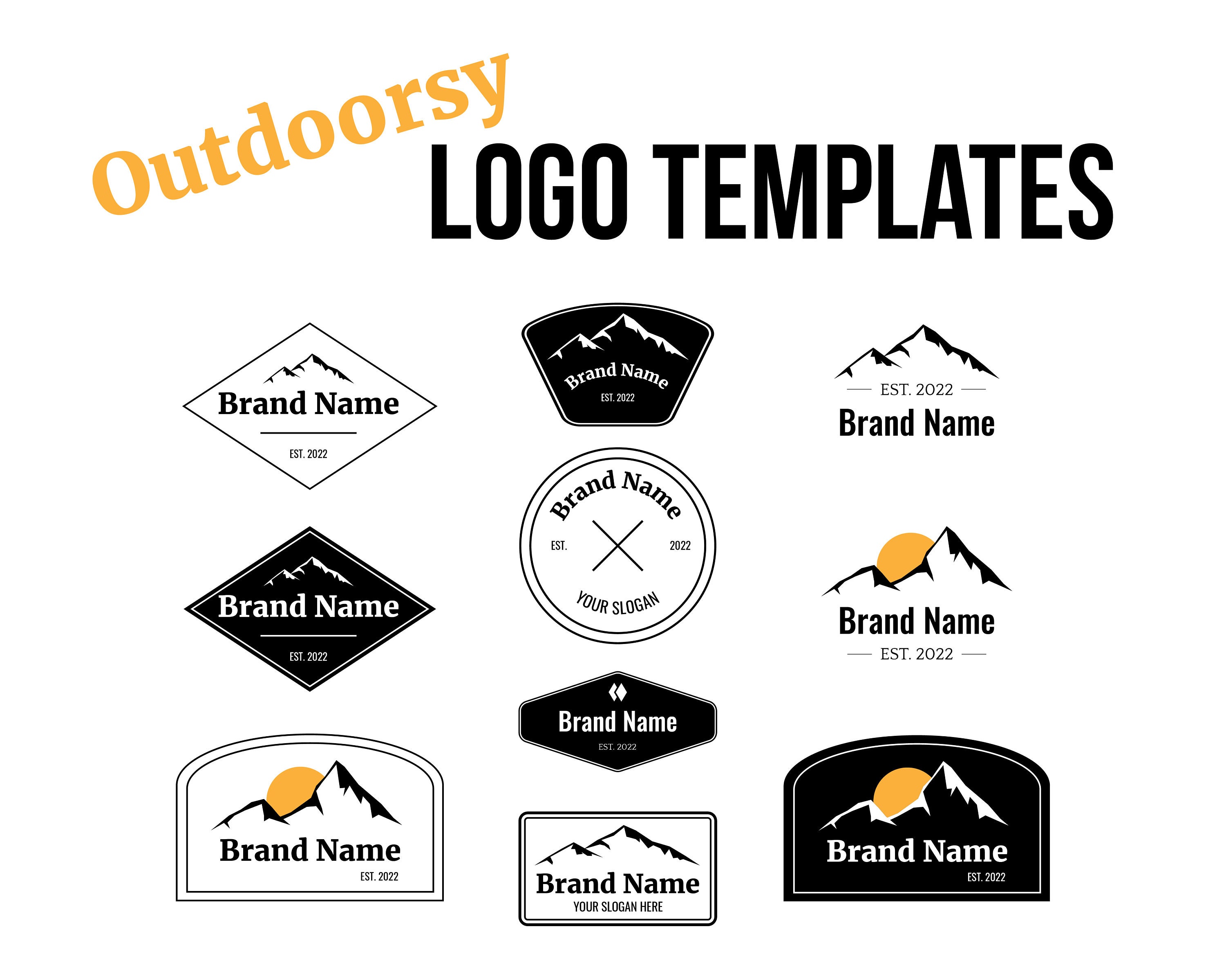 Set of 10 Outdoorsy Logo Template Svg Pdf Ai Eps Mountain Logo Design