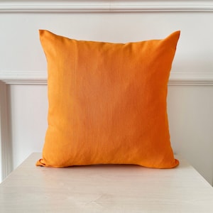 Orange Linen Pillow, All Size Solid Color Pillow, Linen Pillow, Duck Fabric Cotton Pillow, 18 x 18 Accent Pillow, Plain Pillowcase image 1