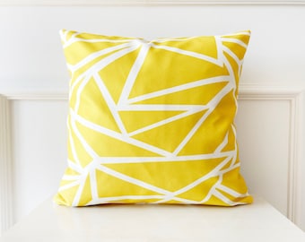 Yellow Geometric Pillow, Vibrant Pillow, Decorative Sofa Pillow, All Size Pillow, Polyester Pillow, 18 x 18 Accent Pillow, Throw Pillow,