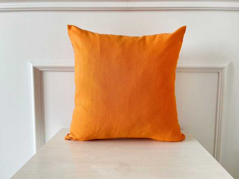 Orange Linen Pillow, All Size Solid Color Pillow, Linen Pillow, Duck Fabric Cotton Pillow, 18 x 18 Accent Pillow, Plain Pillowcase image 1