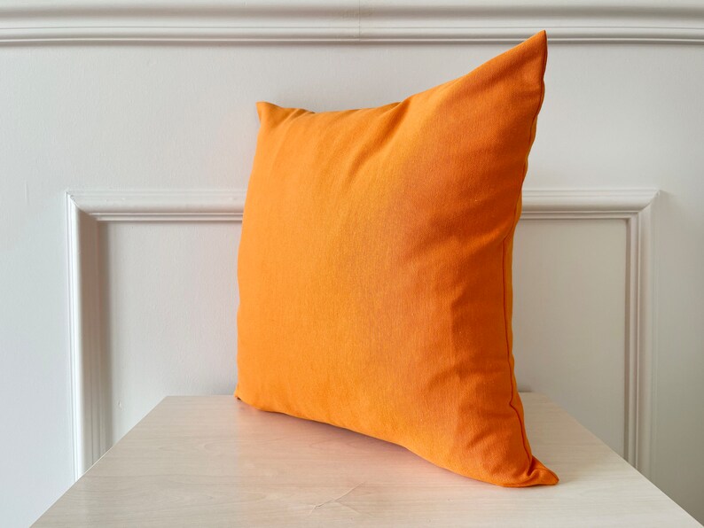 Orange Linen Pillow, All Size Solid Color Pillow, Linen Pillow, Duck Fabric Cotton Pillow, 18 x 18 Accent Pillow, Plain Pillowcase image 5