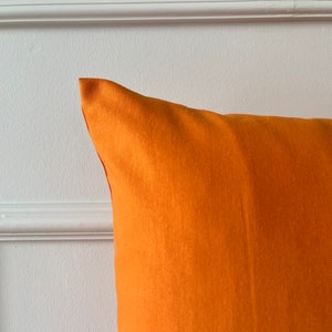Orange Linen Pillow, All Size Solid Color Pillow, Linen Pillow, Duck Fabric Cotton Pillow, 18 x 18 Accent Pillow, Plain Pillowcase image 2