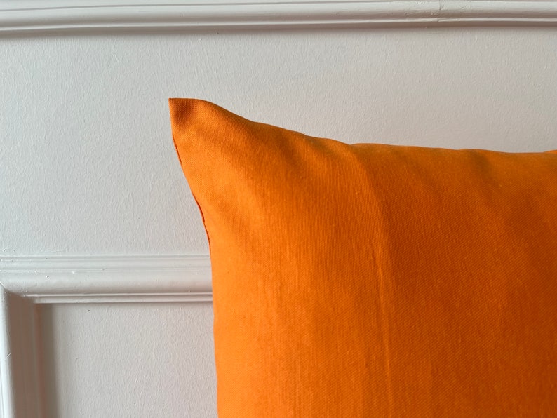 Orange Linen Pillow, All Size Solid Color Pillow, Linen Pillow, Duck Fabric Cotton Pillow, 18 x 18 Accent Pillow, Plain Pillowcase image 2