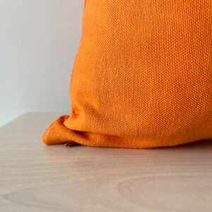 Orange Linen Pillow, All Size Solid Color Pillow, Linen Pillow, Duck Fabric Cotton Pillow, 18 x 18 Accent Pillow, Plain Pillowcase image 3