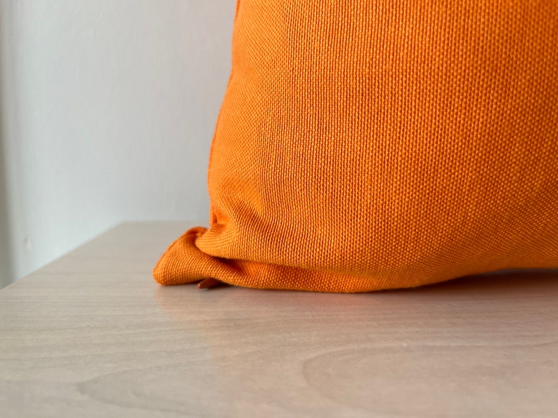 Orange Linen Pillow, All Size Solid Color Pillow, Linen Pillow, Duck Fabric Cotton Pillow, 18 x 18 Accent Pillow, Plain Pillowcase image 3