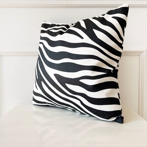 Zebra Pattern Pillow, Black & White Pillow, Animal Print Pillow, All Size Pillow, Polyester Pillow, 18 x 18 Accent Pillow, Throw Pillow image 7