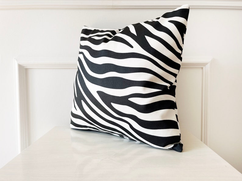 Zebra Pattern Pillow, Black & White Pillow, Animal Print Pillow, All Size Pillow, Polyester Pillow, 18 x 18 Accent Pillow, Throw Pillow image 7