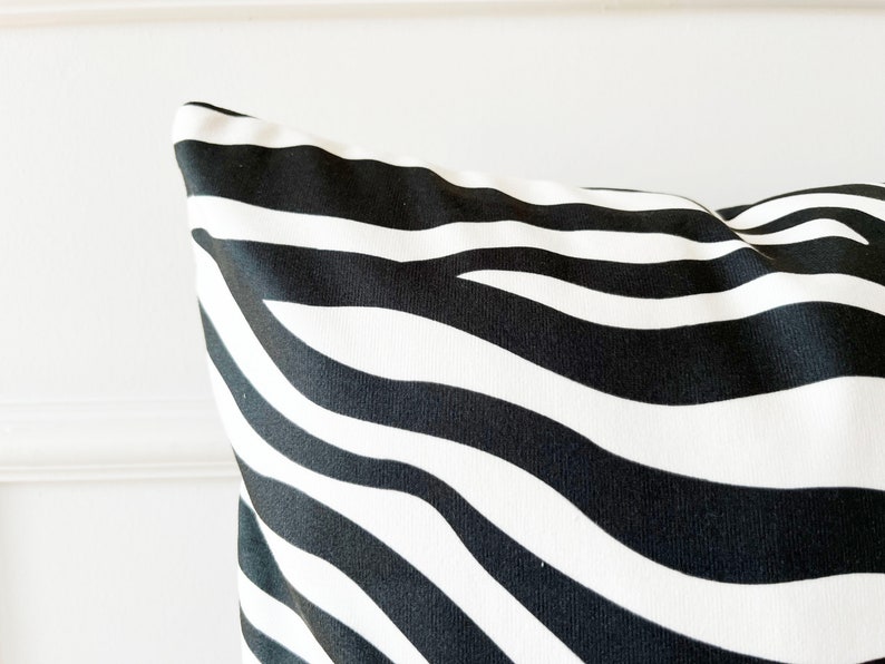 Zebra Pattern Pillow, Black & White Pillow, Animal Print Pillow, All Size Pillow, Polyester Pillow, 18 x 18 Accent Pillow, Throw Pillow image 3