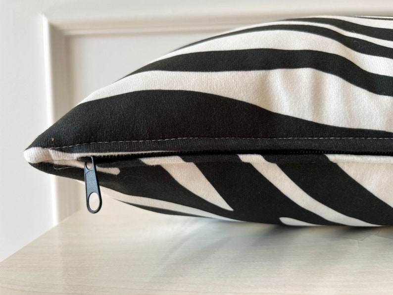 Zebra Pattern Pillow, Black & White Pillow, Animal Print Pillow, All Size Pillow, Polyester Pillow, 18 x 18 Accent Pillow, Throw Pillow image 9