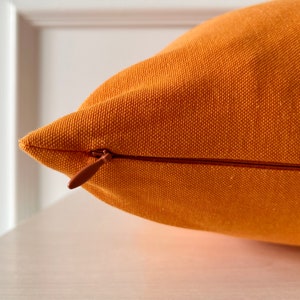 Orange Linen Pillow, All Size Solid Color Pillow, Linen Pillow, Duck Fabric Cotton Pillow, 18 x 18 Accent Pillow, Plain Pillowcase image 7
