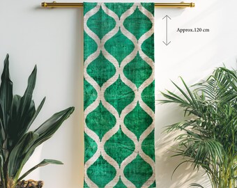Emerald Green Ikat Velvet Fabric: Handwoven Silk Lattice Upholstery