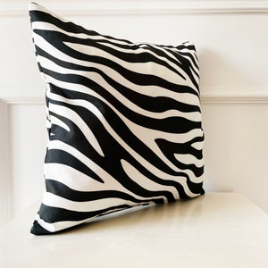 Zebra Pattern Pillow, Black & White Pillow, Animal Print Pillow, All Size Pillow, Polyester Pillow, 18 x 18 Accent Pillow, Throw Pillow image 6