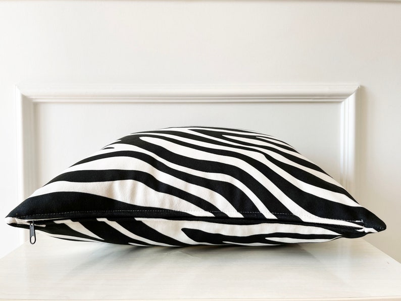 Zebra Pattern Pillow, Black & White Pillow, Animal Print Pillow, All Size Pillow, Polyester Pillow, 18 x 18 Accent Pillow, Throw Pillow image 8