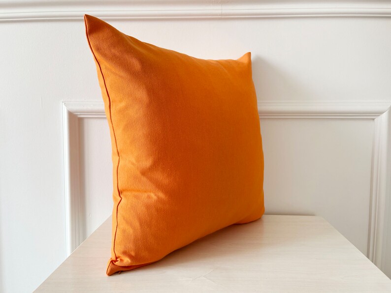 Orange Linen Pillow, All Size Solid Color Pillow, Linen Pillow, Duck Fabric Cotton Pillow, 18 x 18 Accent Pillow, Plain Pillowcase image 4