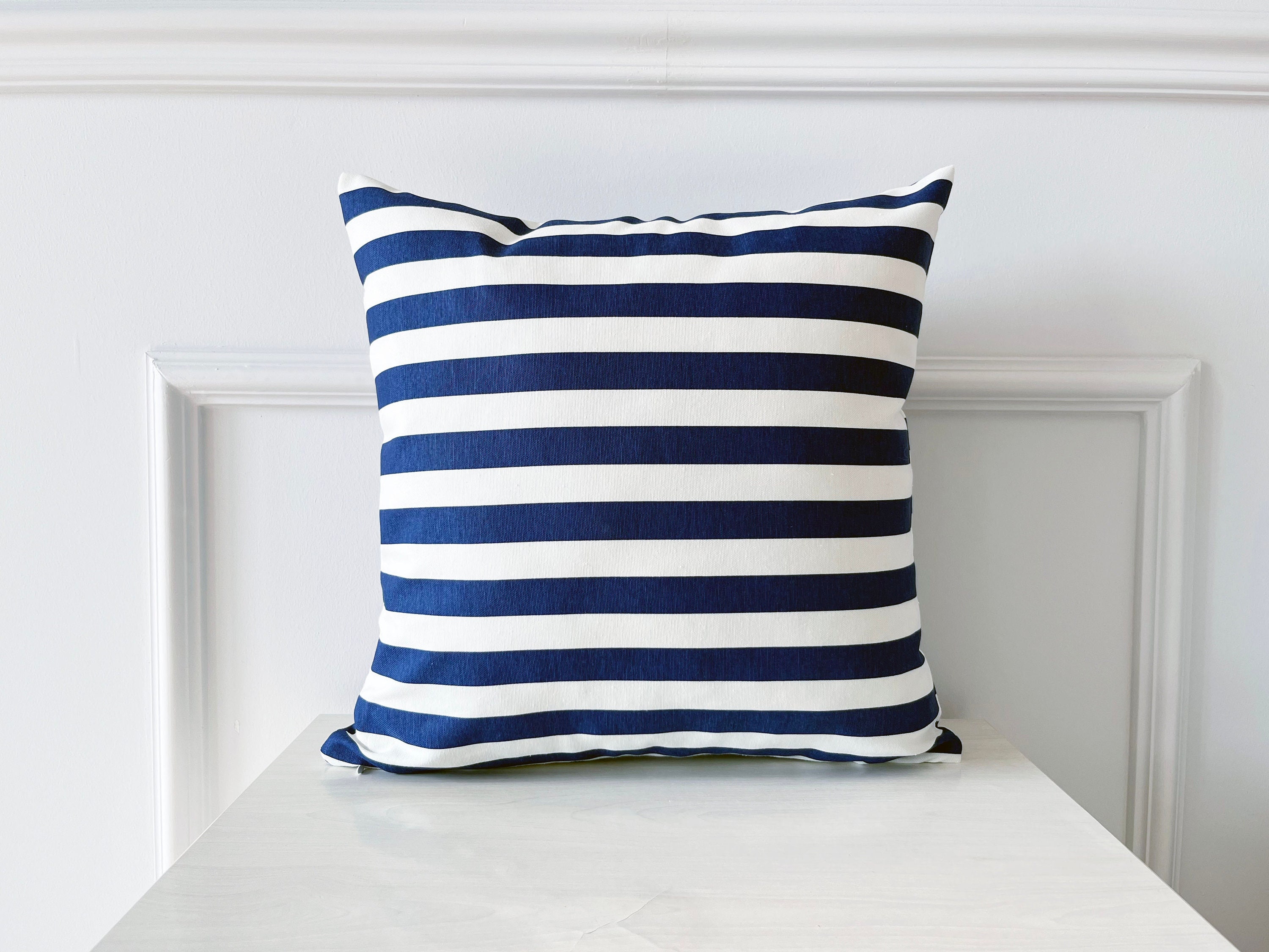 Navy and white striped throw pillows hot sale