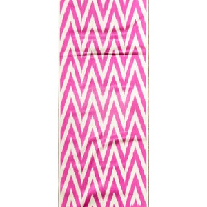 Pink Zigzag Silk Fabric, Silk Ikat Cloth, Handwoven Vibrant Silk Textile, Traditional Colorful Uzbek Fabric, Silk Ikat Fabric by the Yard