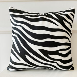 Zebra Pattern Pillow, Black & White Pillow, Animal Print Pillow, All Size Pillow, Polyester Pillow, 18 x 18 Accent Pillow, Throw Pillow image 2