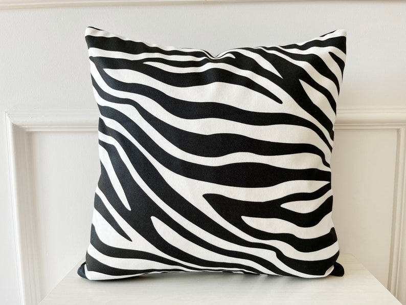 Zebra Pattern Pillow, Black & White Pillow, Animal Print Pillow, All Size Pillow, Polyester Pillow, 18 x 18 Accent Pillow, Throw Pillow image 2