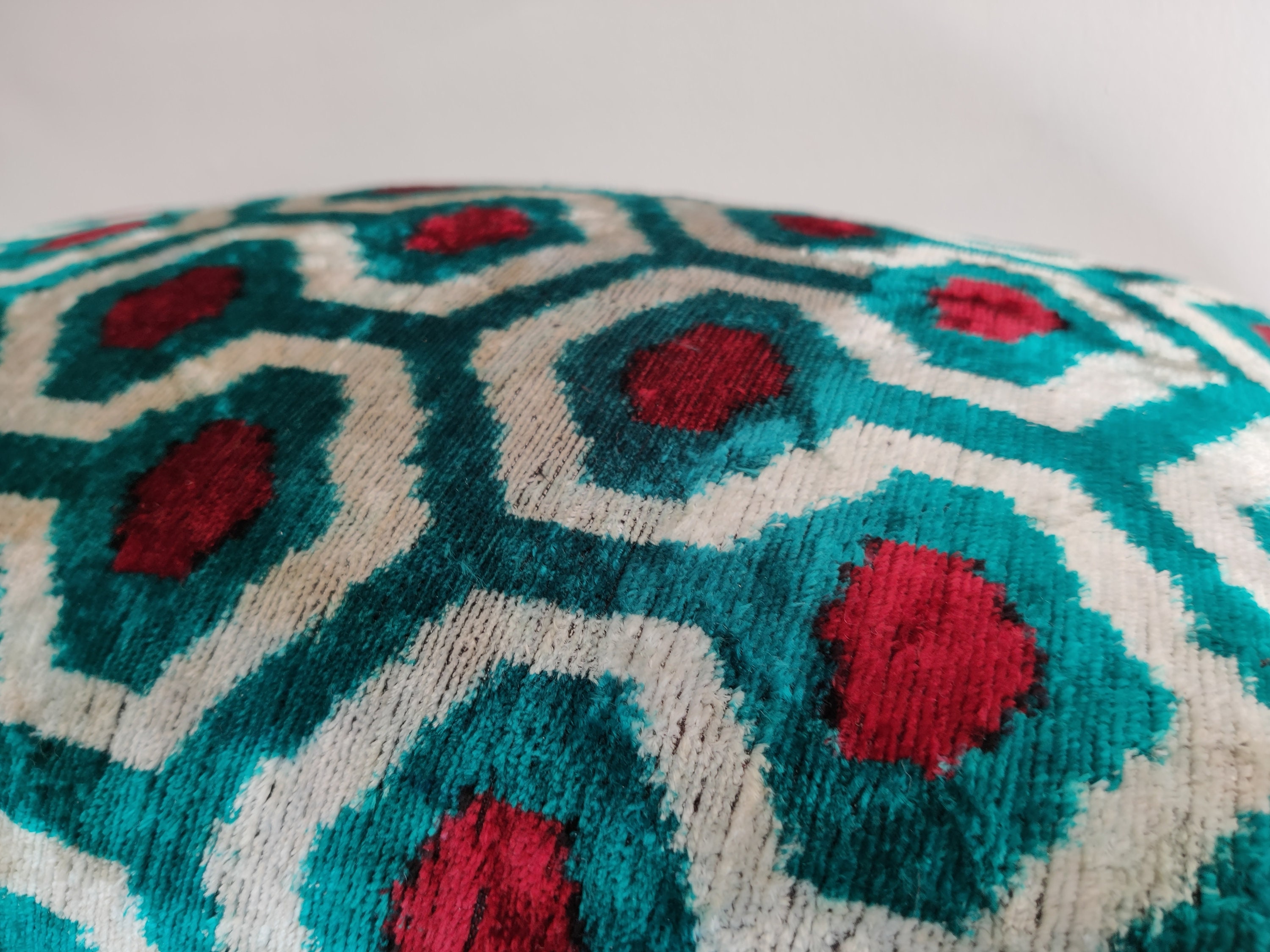 Blue & Red Pillow Cover Ikat Velvet Pillow Silk Turquoise Etsy