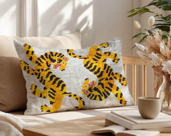 Bengal – Wild Tiger Energy – Big Cat Style – Fierce Animal Pattern – Jungle Luxe – Bold Statement – Handwoven Velvet Ikat