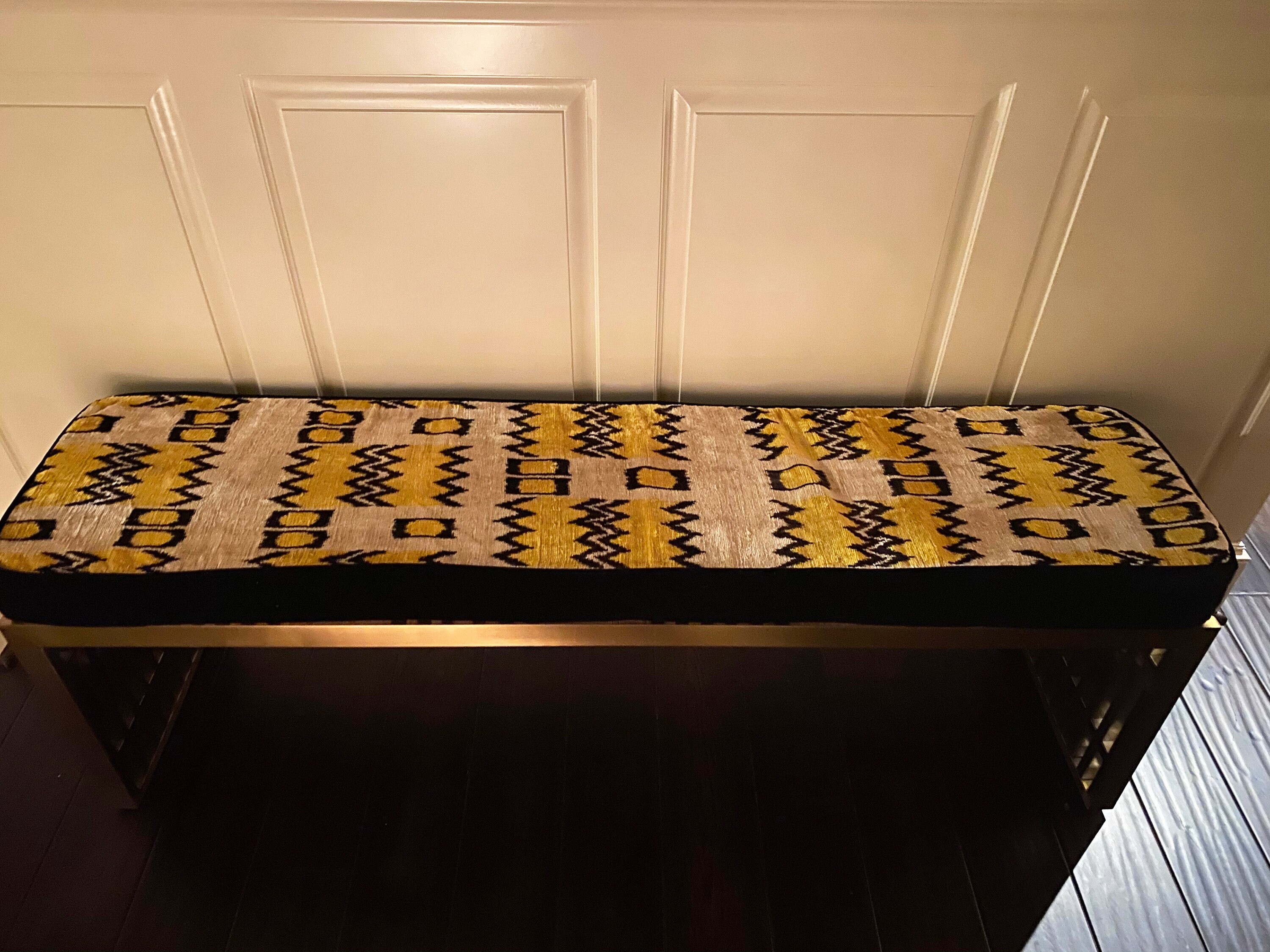 Custom Ikat Bench Cushion Silk & Velvet Cushion Cover Etsy