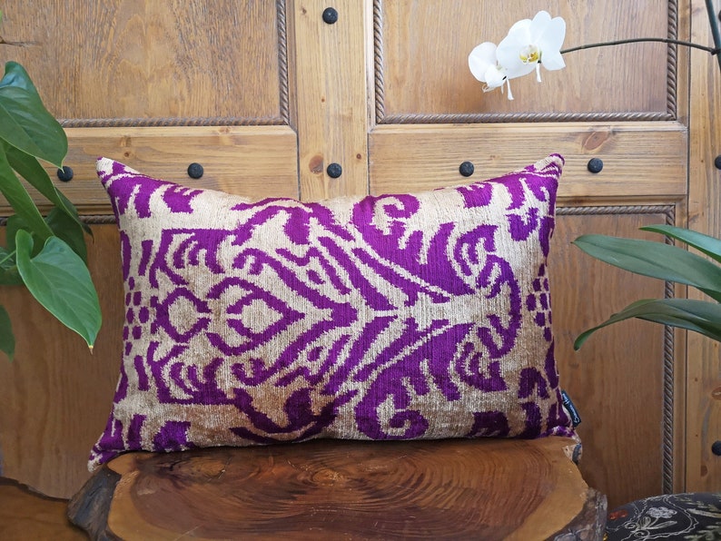 Purple Ikat Pillow Cover Silk Ikat Pillowcase Velvet Ikat Etsy