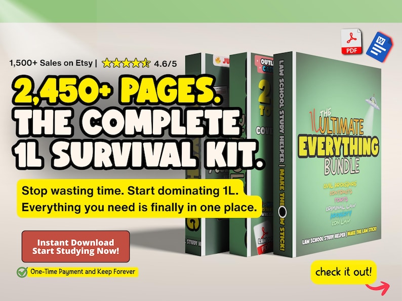 1L Law School Study Bundle – Outlines, Attack Sheets (PDF + Word) image 2