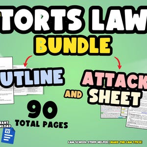 1L TORTS Jura-PAKET | Umriss + Angriffsbogen | 90+ Seiten | Sofort Download Word Doc