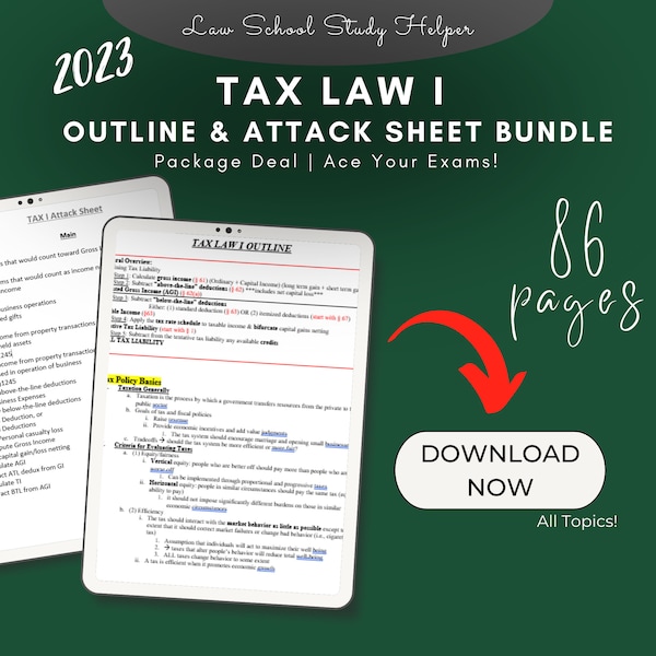 Ultimatives Steuerrecht I Study Outline and Attack Sheet BUNDLE Studienergänzung: Essential Outline & Attack Sheet für Jus-Studenten!