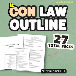 1L Constitutional Law OUTLINE – 27 Pages | Breakdowns, Rules, Case Law | PDF + Word Instant Download