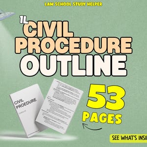 1L Civil Procedure Outline | 53 Pages | Law School Study Aid | Word Doc Instant Download