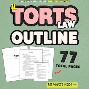 1L Torts Law Outline | Law School Study Aid (PDF & Word Download)
