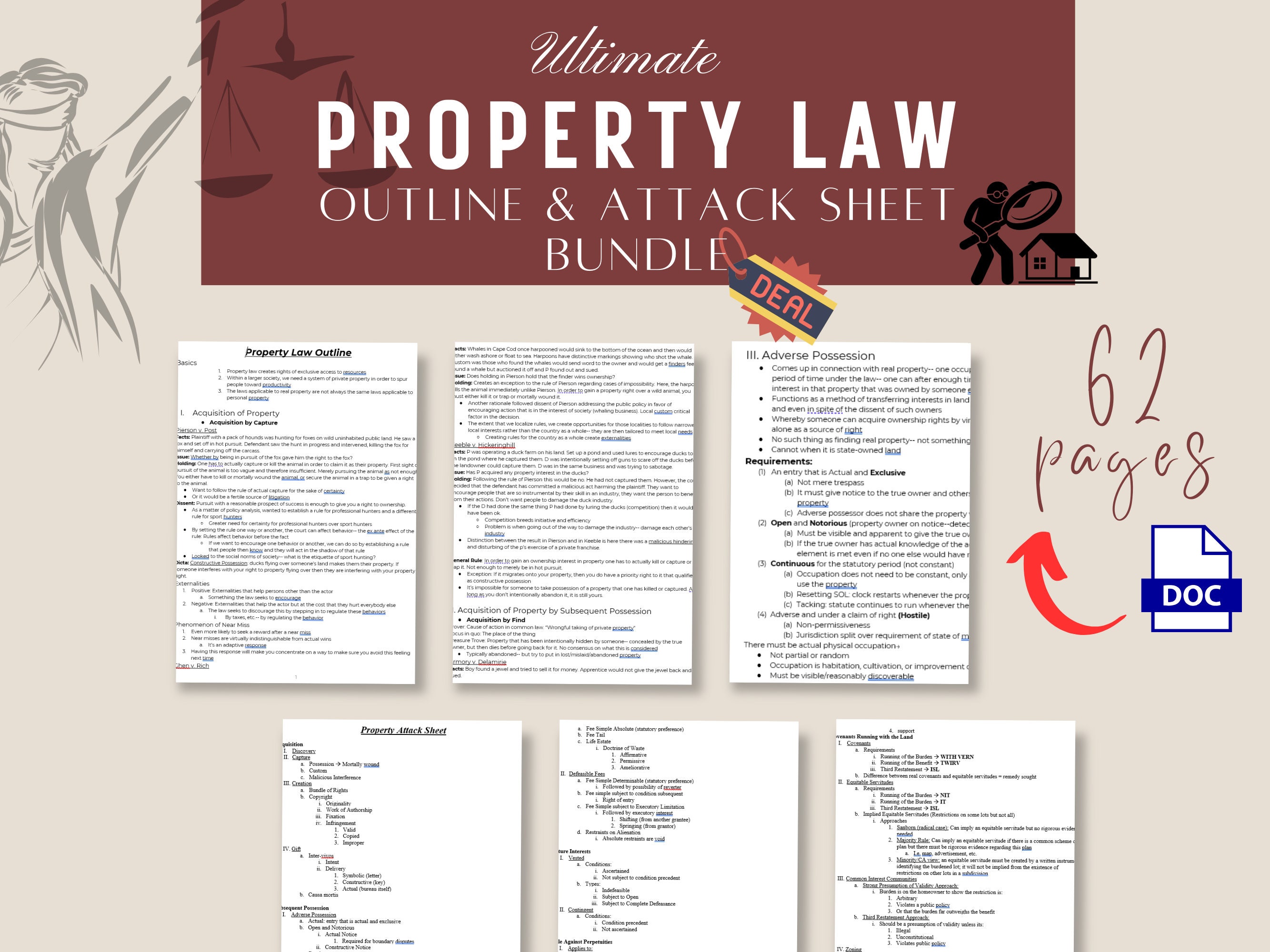 2023 1L Real Property Outline and Attack Sheet Study Bundle Property Law Outline & Attack Sheet