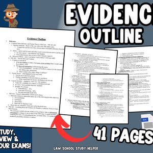 EVIDENCE Outline (41 Pages) Comprehensive Evidence Law Study Guide: Master the Basics & Ace Your Evidence Exam! In PDF and Word Doc