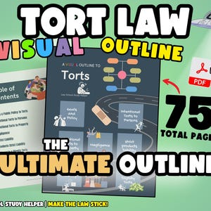 1L Tort Law VISUAL Outline | 2025 Edition | 75 Pages | Law School Study Aid PDF Instant Download