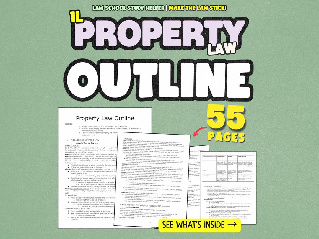 Property Law Outline | 1L Law School, Key Cases (PDF & Word) - Etsy UK