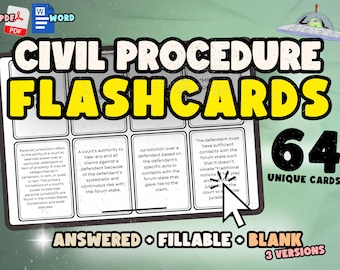Civil Procedure Flashcards – Law School Study Aid (PDF & Word)